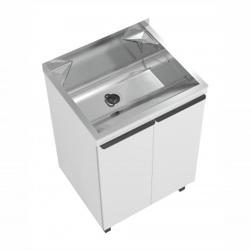 Tanque Inox com Balcão 500 Cor Branco 60x50x86cm 48 Litros - GhelPlus